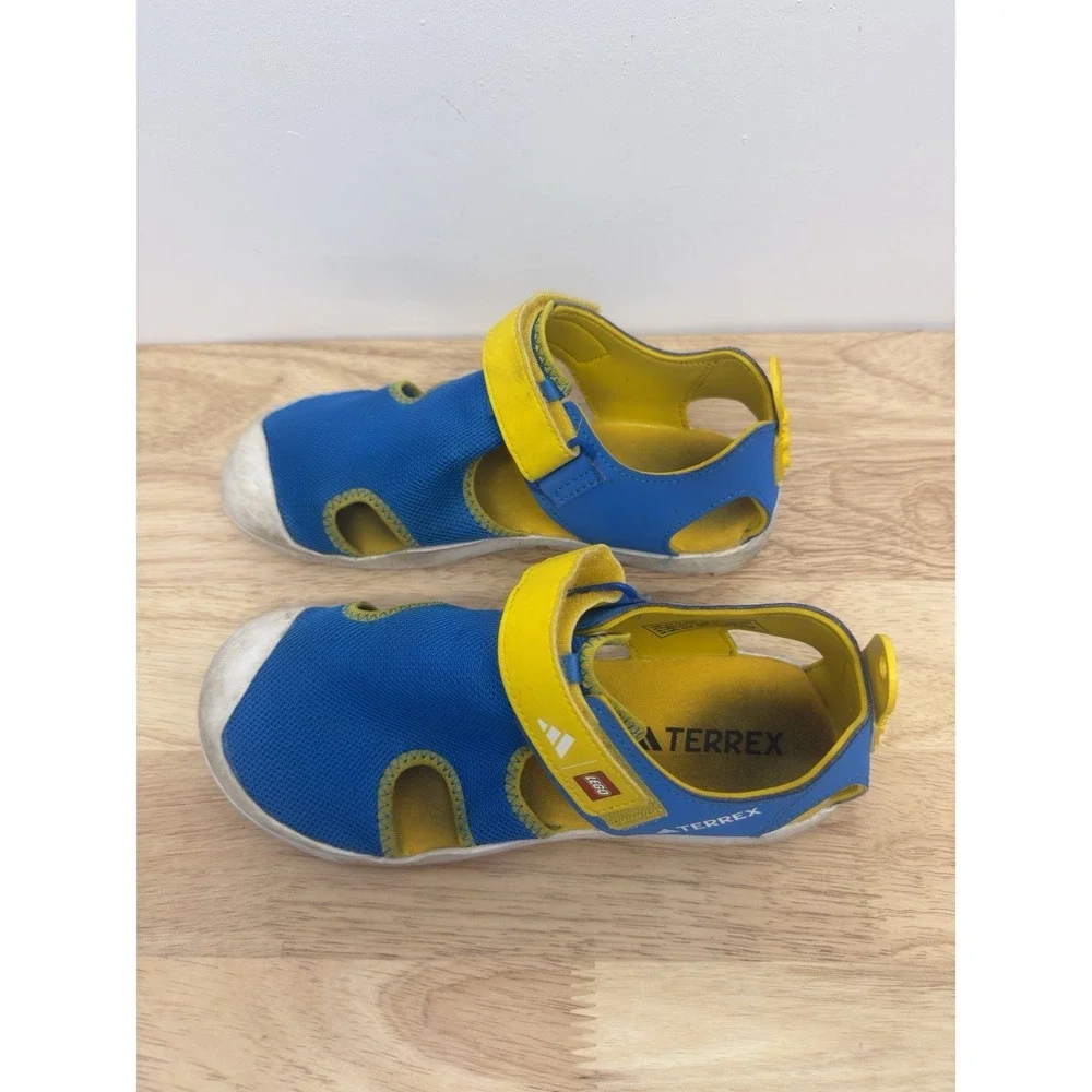 adidas Terrex Captain Toey Sandals LEGO‎ Bright Blue Cloud White Yellow Sz 5 #55